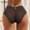Sexy Women Low-Waist Panties Ice Silk Lace Panel Underpant Hollow Out Embroidery Breathable Triangle Briefs