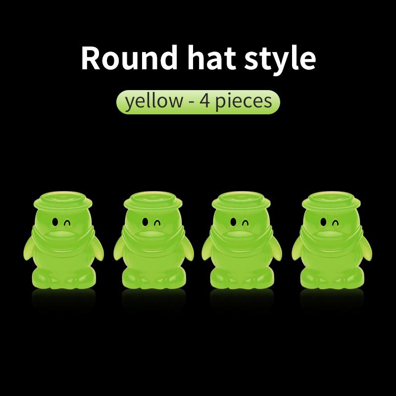 4 шт. Автомобильные светящиеся колпачки для вентилей шин, флуоресцентные ночные светящиеся колпачки для вентилей колес мотоциклов, велосипедов, колес, шин, декор