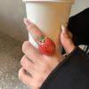 Strawberry Enamel Fruit Ring Korean Style Chunky Enamel Ring Insect Drip Oil Ring  Decoration