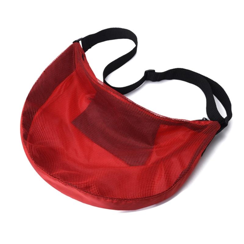 Sport Equipment Storage Net Bag for Carring Basketball Soccer Single Football Bag with Zippers Pocket Mesh Shoulder Bag