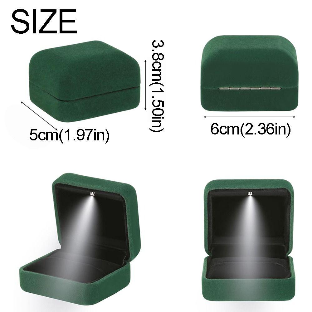 Velvet Ring Holder Case Square Shape Jewelry Organizer Box LED Ring Jewelry Box Anniversary