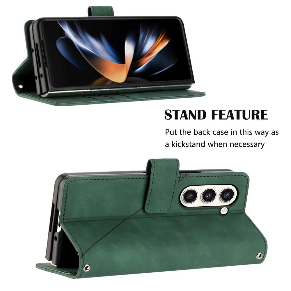 Кожаный чехол-кроссбоди для Samsung Z Fold 5 со слотом для карт и подставкой