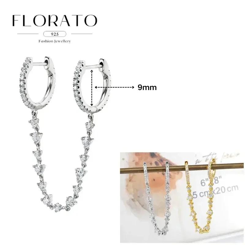 FLORATO серьги из стерлингового серебра 925 пробы серьги-цепочки с подвеской-кисточкой серьги с цирконием серебряные серьги для женщин тренд Роскошные свадебные украшения