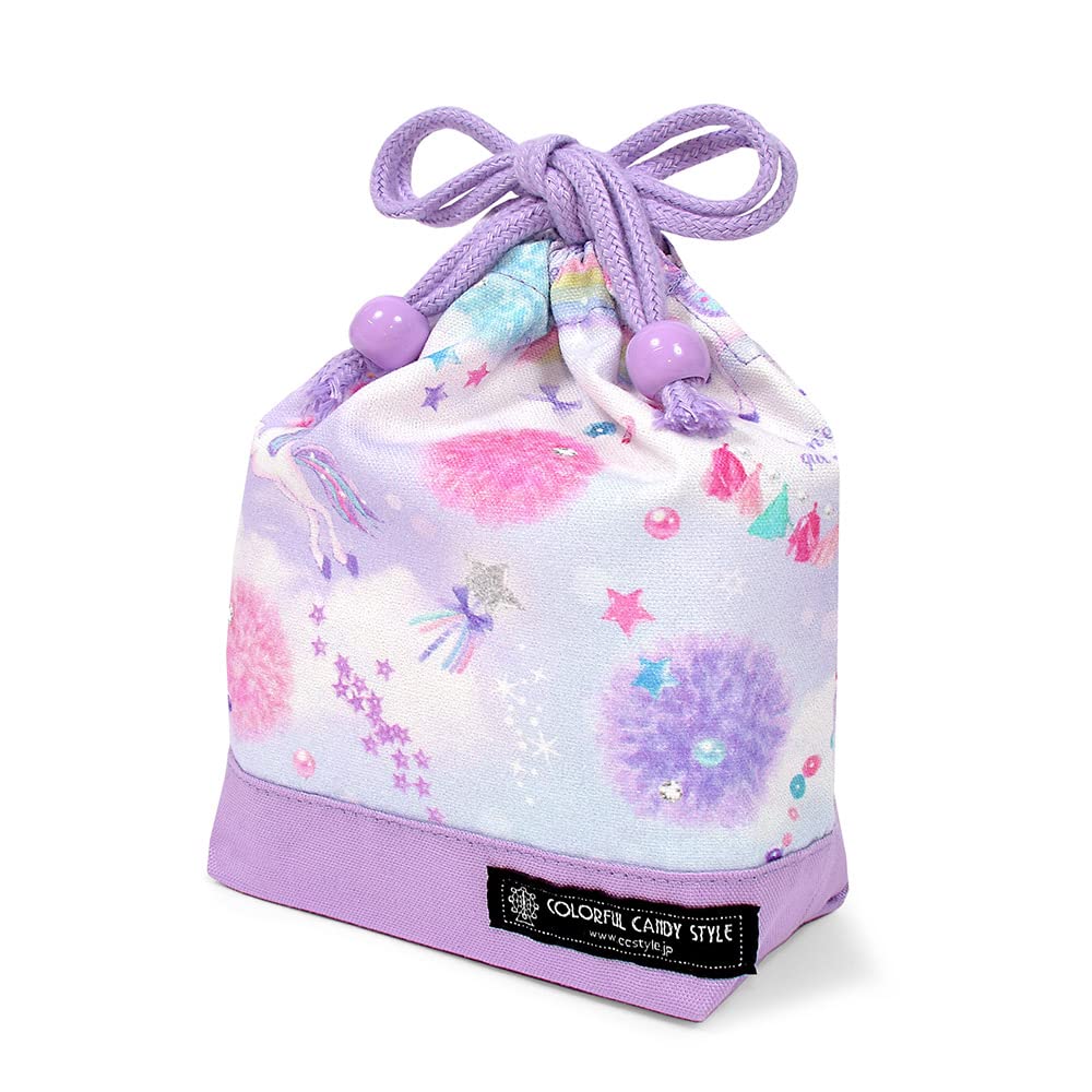 COLORFUL CANDY STYLE Drawstring Bag Set Lunch Cup and Gym Perfect for Preschool and Cute Unicorn Fantasy Design for NJ603100 3-Piece (Large) Bag,