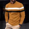 Color Blocked Pattern Men's Casual and Fashionable Round Neck Long Sleeved T-shirt