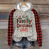 Women's Fashion Pullover Plunging Sleeve Christmas Printed Hooded Sweatshirt