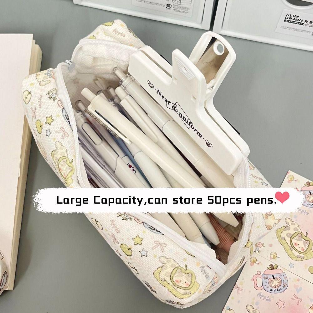 Canvas Pen Bag Cat Printted Patterns Stationery Bag Multi-Purpose Pencil Box School Office