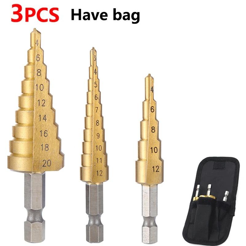 4-32mm Titanium Coated HSS Step Drill Bit - High Speed Steel Cone Cutter for Metal/Wood/Plastic, Multi-Size Hole Cutting Kit