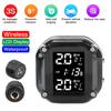 Motorcycle TPMS Sensor LCD Display Motor Tire Pressure Temperature  Monitoring Alarm System With 2 External Sensors USB Charging