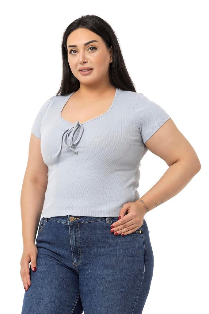 Women's Style Big Size Body Plus Size Half Sleeves Camisole Green Bodysuit With Lace Detail On The Chest