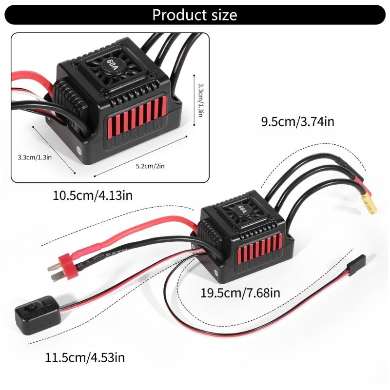 WSDT-60A Sensorless ESC Brushless Waterproof 60A for 1/10 For Various Brushless Servos Multiple Protections