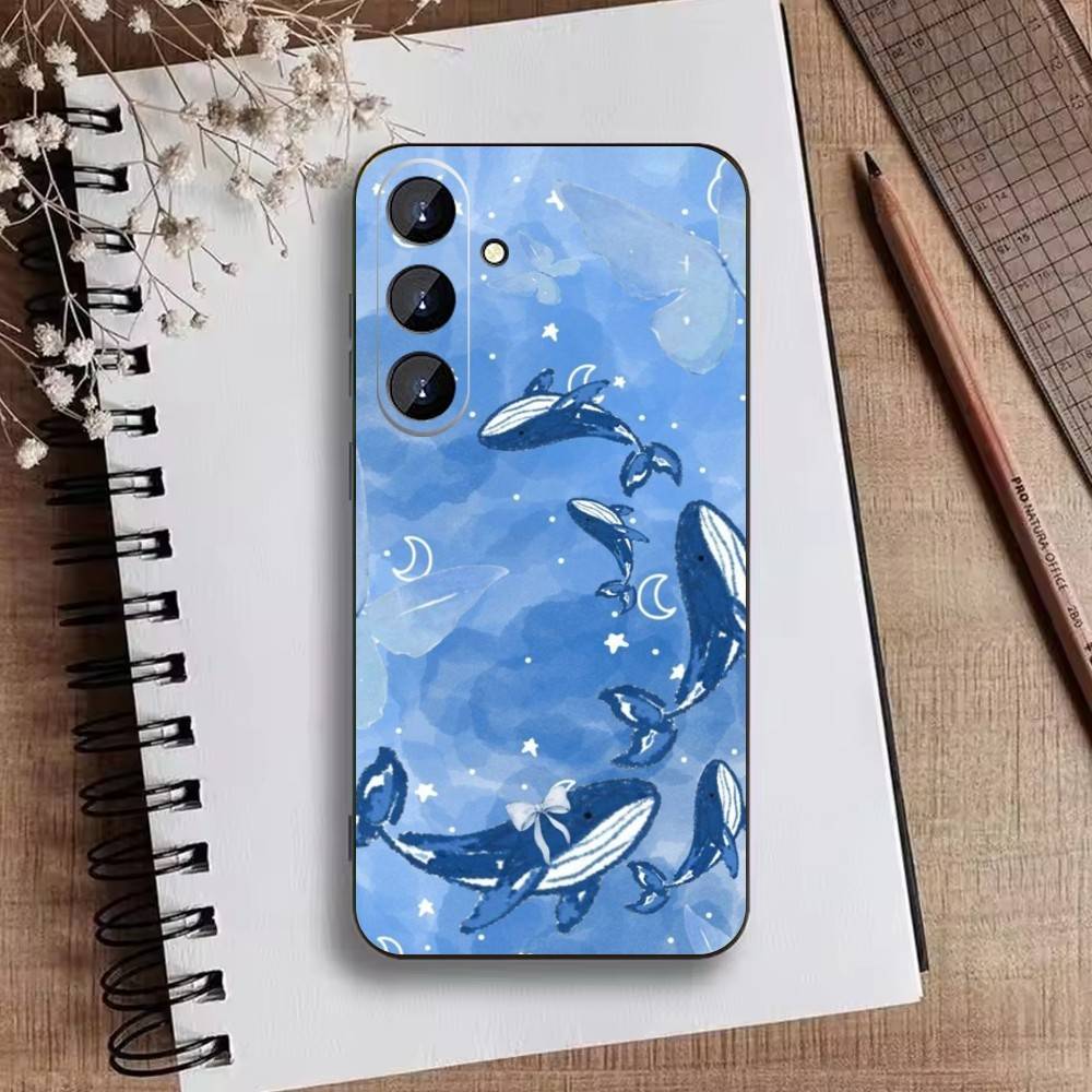 Чехол для телефона Whale Fall-Art для Samsung Galaxy A73, A21s, A22, A31, A52, A53, A71, A41, Мягкий черный корпус