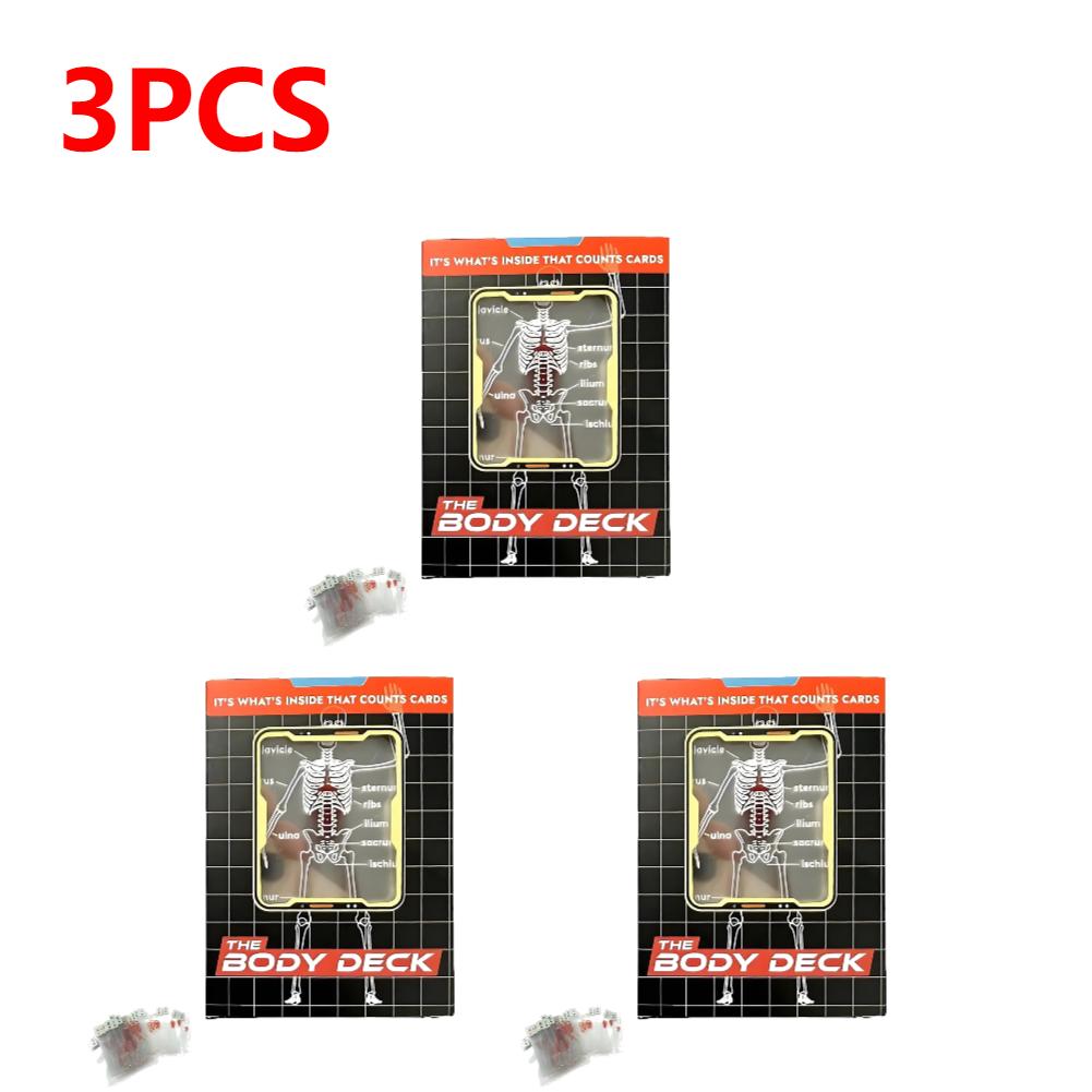 1-3PCS Human Anatomy Poker Cards The Body Deck Skeleton Playing Cards Waterproof Plastic Playing Cards Fun Halloween Board Game