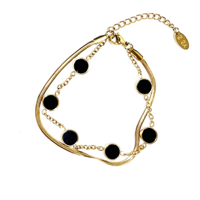 S SY браслет из оникса с двойным слоем, квадратный, серебряный