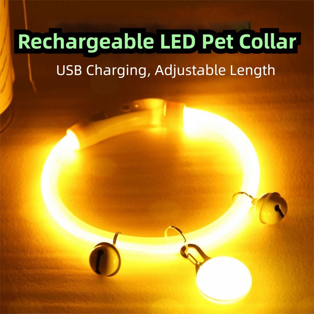 Fiber Optic Material USB Rechargeable Collar Adjustable Size Luminous Dog Collar Outdoor Night