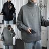 Large Autumn/Winter Solid High Collar Men's Warm Sweater Knit