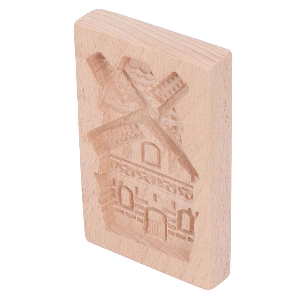 Wooden Cookie Mould Beechwood Reusable Washable Biscuit Press Stamp Mold for Kitchen Baking