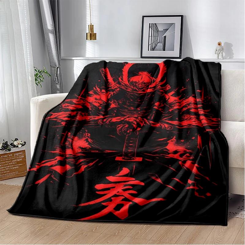3D Japanese Samurai Bushido Katana Cartoon Game Blanket,Soft Throw Blanket for Home Bedroom Bed Sofa Travel Picnic Cover Kids