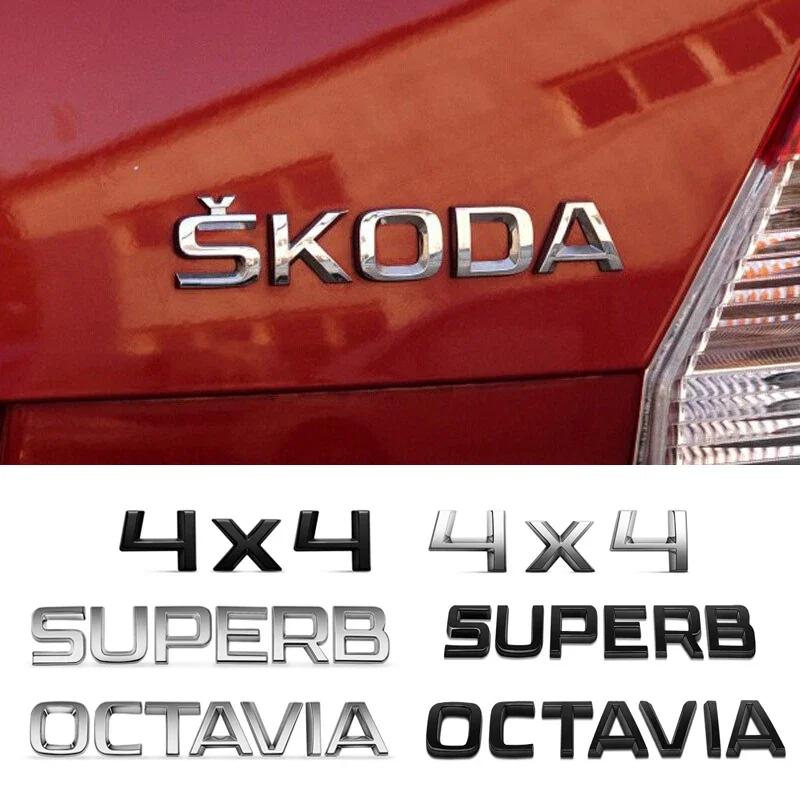 Car Rear Trunk Emblem Stickers Side Badge Accessories for Skoda 4x4 Logo Octavia A7 Tour RS Rapid Kodiaq Superb Kamiq Yeti Karoq  RK5