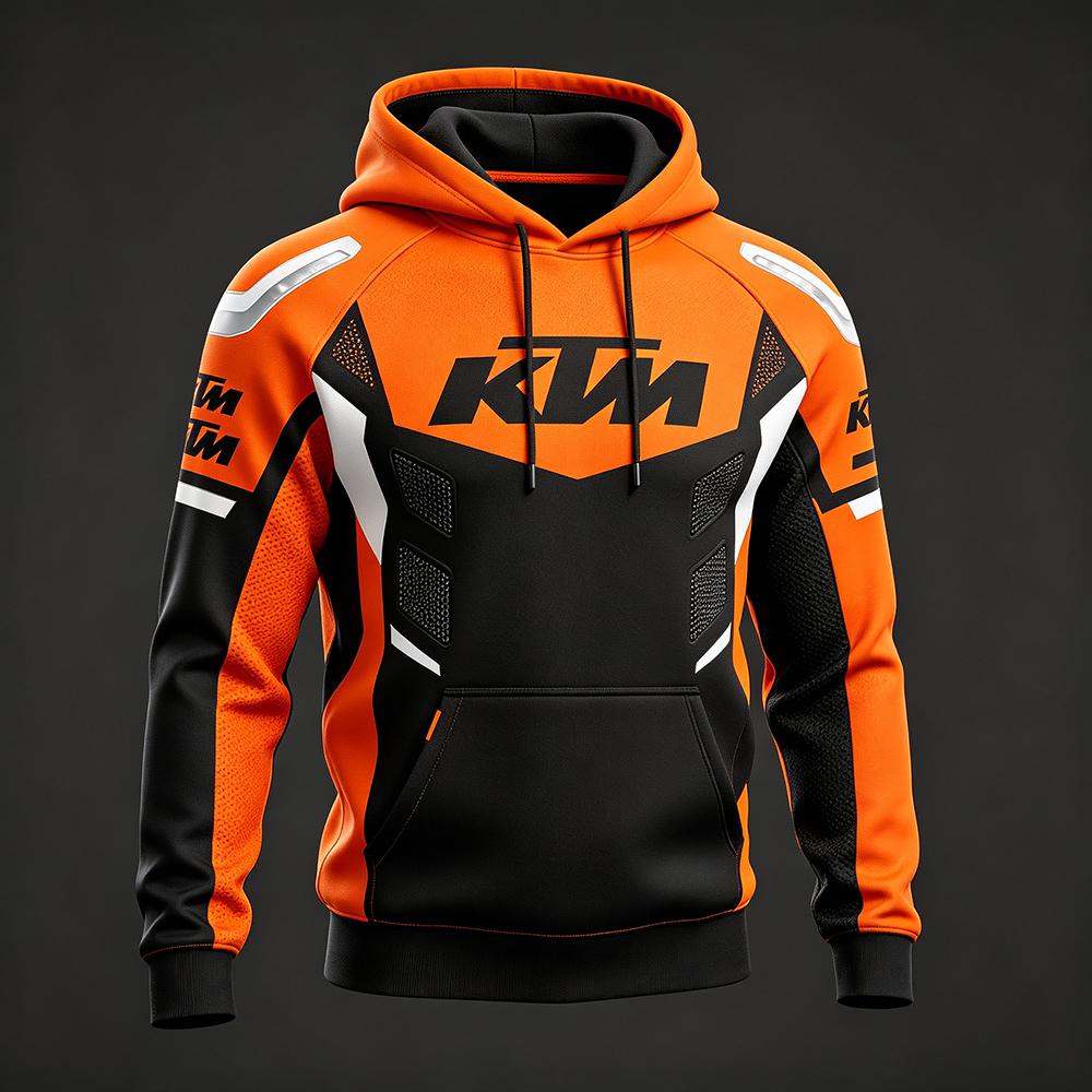 KTM Худи в гоночном стиле для мужчин и женщин, мотоциклетный стритвир, оверсайз, с черным и оранжевым принтом, худи-пуловер