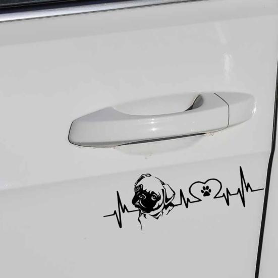 Прекрасный мопс автомобиль автомобиль сердцебиение светоотражающая наклейка на окно для тела наклейки декор
