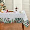 Christmas Tablecloth Dining Table Decor - Printed Festive Cover Washable Heat Resistant Rectangle Linen