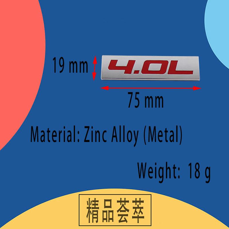 Premium 4.0L 4.0 L for Universal car Engine Hood Fender trunk Tail Rear Bonnet Nameplate Decal Emblem Badge Sticker