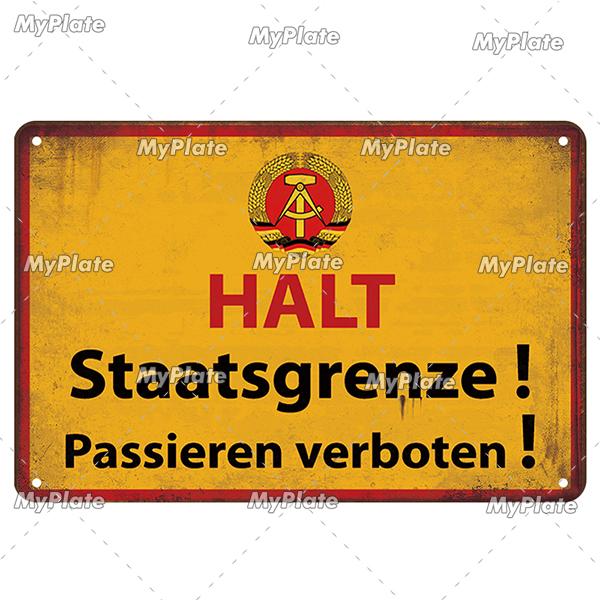 Vintage ACHTUNG HALT War Metal Signs Berlin Tin Sign Plaque Metal Plate Wall Decor For Pub Club Man Cave Plate Bar Decoration