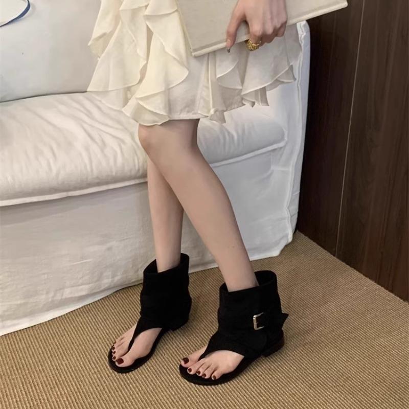 Нишевый блогер-интернет-знаменитость с характером дышащие римские сандалии женские повседневные шлепанцы ботильоны на плоской подошве крутые ботинки