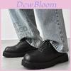 Square Headed Solid Color Leather Shoes With Thick Sole And Antislip Rubber For Men