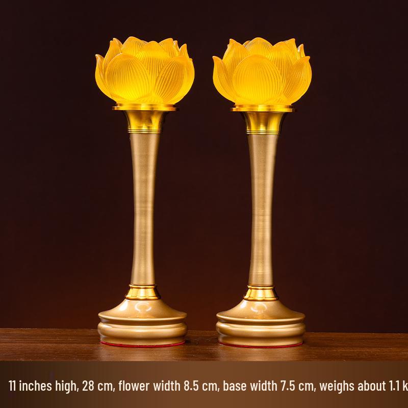 Glazed LED Lotus Lamp: Plug-in Everlasting Buddha Altar Light for Home or Buddhist Hall