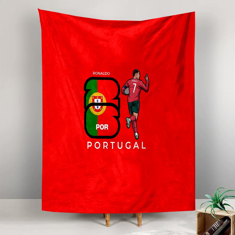 Vertical Tapestry Cristiano Ronaldo Portugal 7 Red Minimalist Soccer Wall Hanging Fan Decor