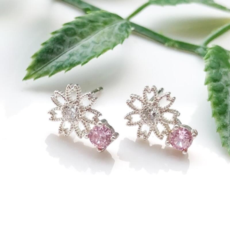 Серьги из серебра 925 пробы с розовым камнем Silver Earrings SE031