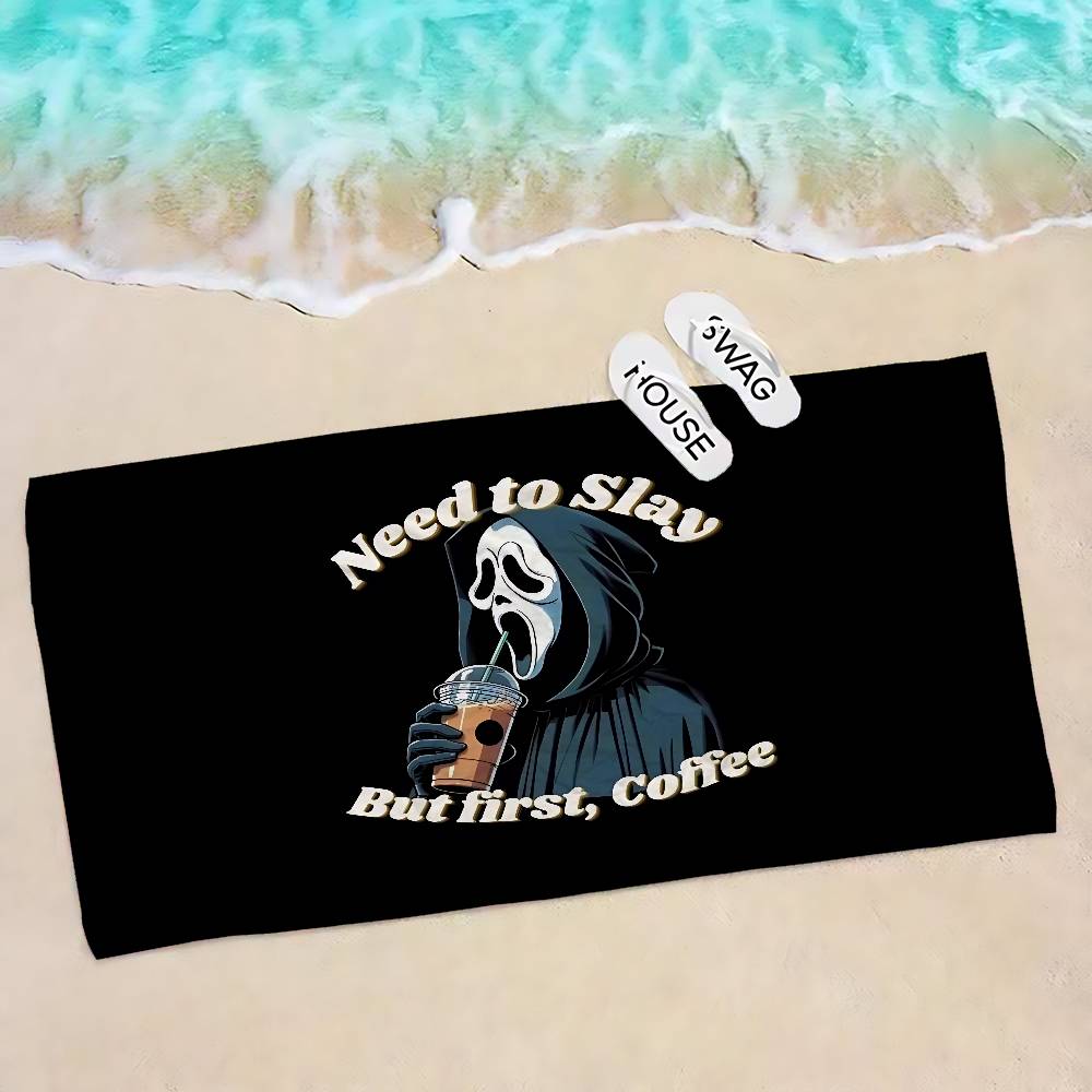 S-SCREAMS Horror Movie Microfiber Printed Beach Towel Mountain Climbing Yoga Beach Swimming Running Absorbent Soft Towel
