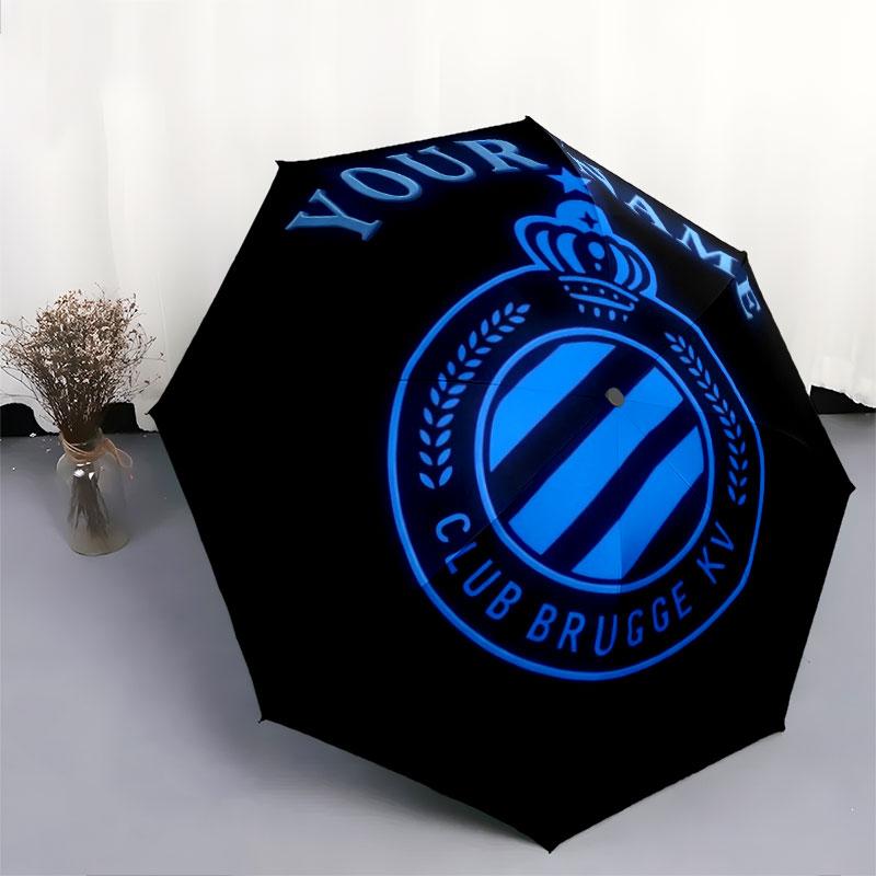 1 PC Automatic Folding Umbrella - Club Brugge KV Custom Name Pattern, Portable & Foldable Design with 8 Ribs, Christmas Birthday Gifts