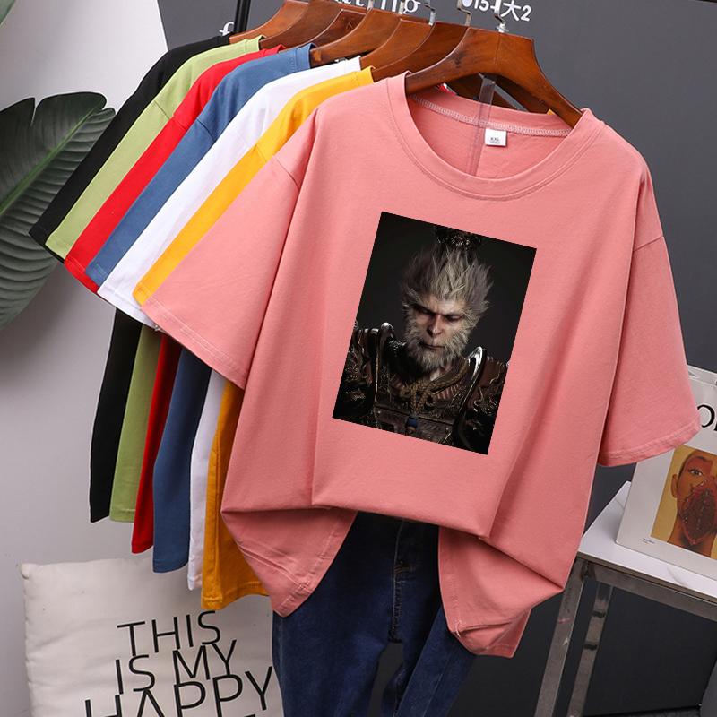New Black Myth Wukong Clothes Men's Oversized Cotton Tees Summer New Printed T Shirt Soft Men Jumper Top