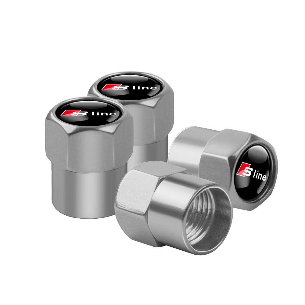 4Pc Car Wheel Tire Valve Stem Caps Accessories For Audi Sportback A5 Sline Quattro A3 A6 A8L Q5 RS3 A7 R8 S3 8P Q3 Q8 B7 A2 Q6