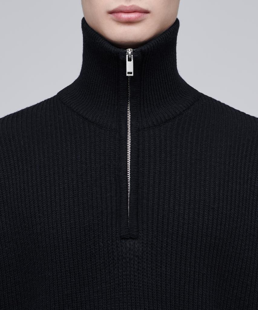 MUSINSA STANDARD Relaxed Ribbed Half Zip Knit [Black]