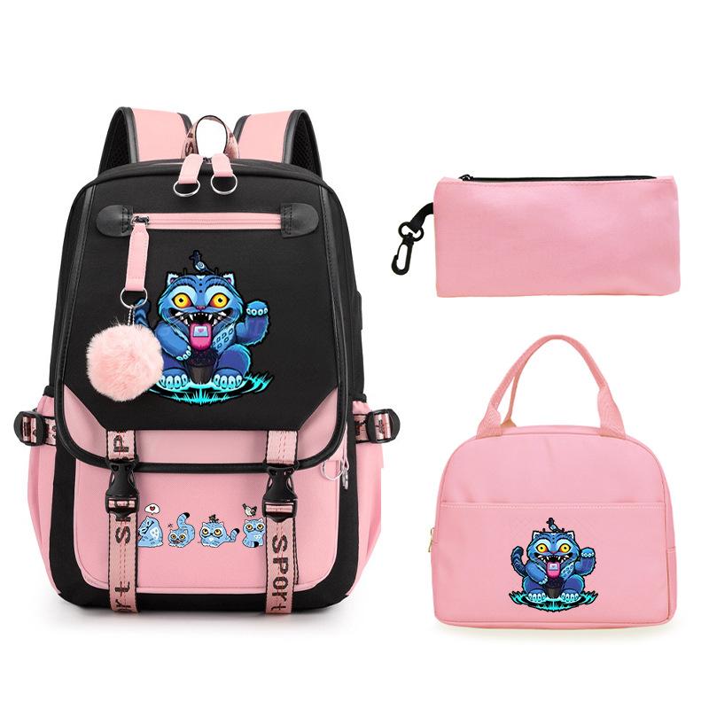 Animation Cartoon Printing Large Capacity Lightweight Student Schoolbag Children'S Leisure Backpack Three-Piece Set