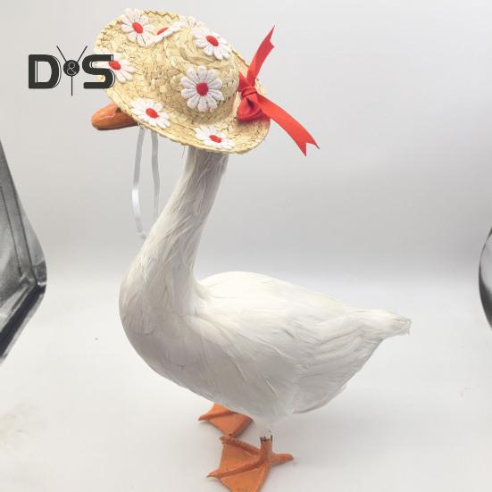 Мини-соломенные шляпы Миниатюрная соломенная шляпа ручной работы Вязаная ковбойская шляпа Кукольный домик Аксессуары для кукол Поделки Крыльцо Гусь