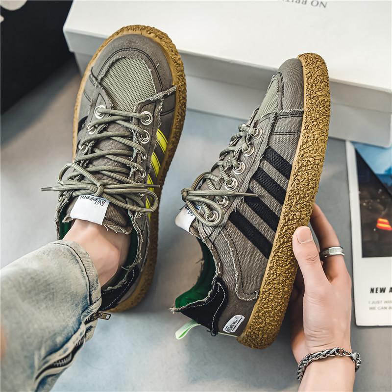 2024 Vintage Green Мужские парусиновые кроссовки Роскошные дышащие мужские вулканизированные туфли Дизайн Повседневные плоские кроссовки Мужские эспадрильи