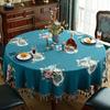 Stylish Jacquard Flower Round Tablecloth For Dining Table Big Small Coffee Table Cover Tassel Events Party Home Decoration