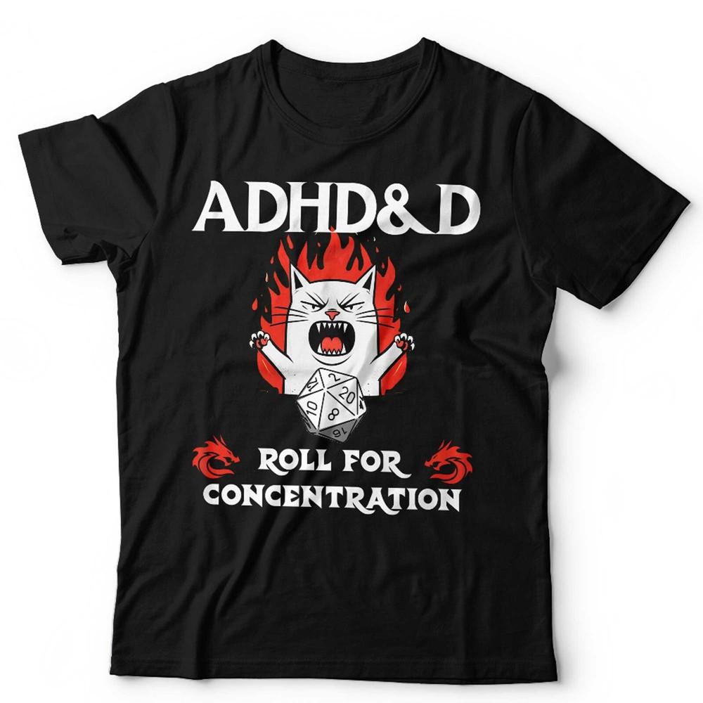 ADHD DD Tshirt Unisex Kids Dungeon Master Gamer Role Play Cats Funny Dice
