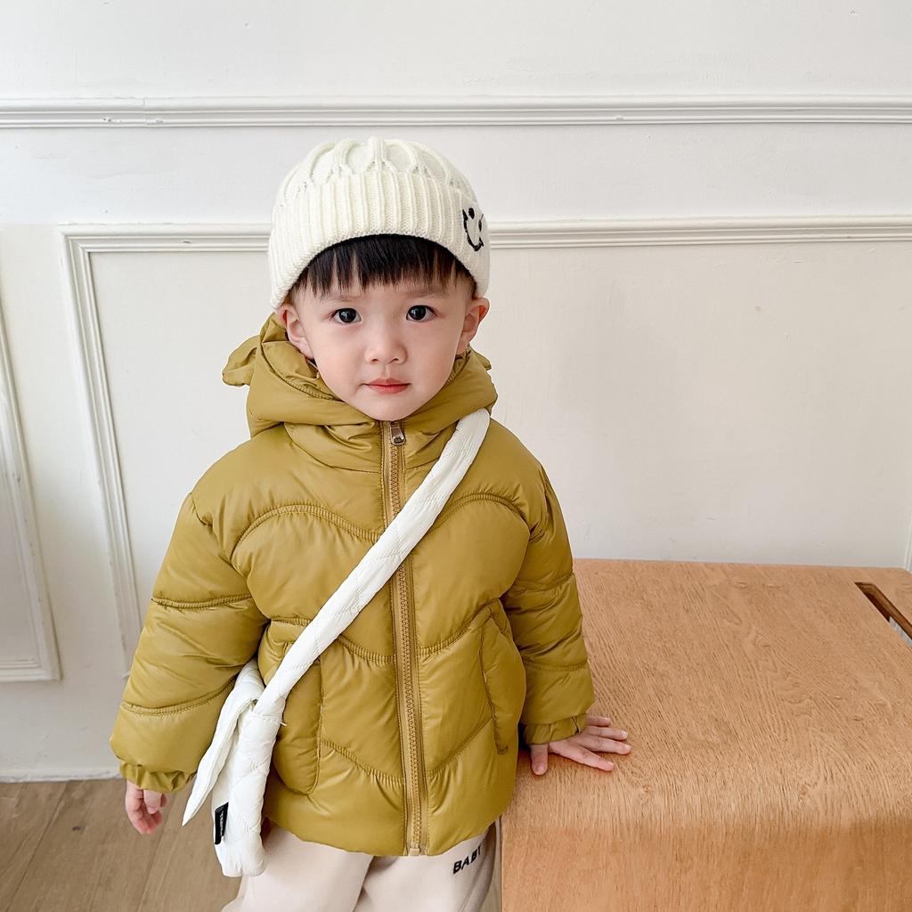 Baby Winter Clothes New Velvet Thickened Cotton-Padded Clothes Boys Cotton-Padded Clothes Hooded Cute Cotton-Padded Jacket Children'S Winter Coat