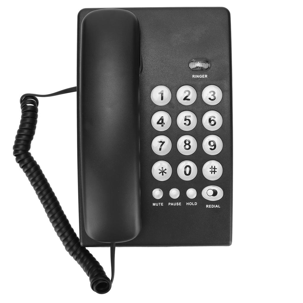 KXT504 Single Wired Corded Telephone Multifunction Style Desktop Phone with Big Buttons for Home Office Hotel(Black )