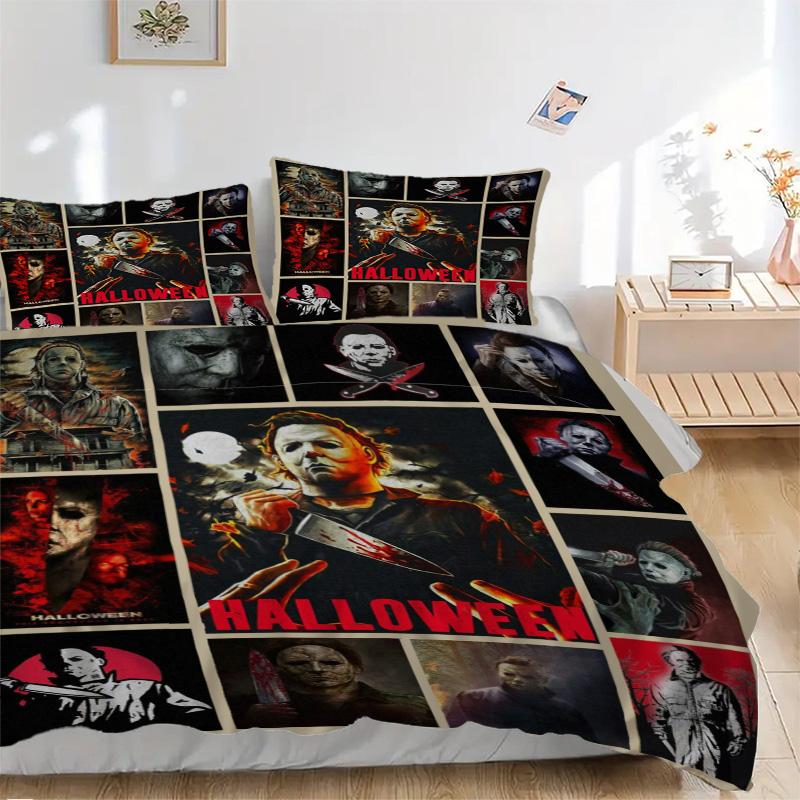 Halloween Horror Poster Collage Print 3Pcs Bedding Setduvet Cover With 2 Bedropillowcase Home Birthday Gift