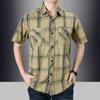Summer Men Short Sleeve Shirt Streetwear Fashion Lapel Business Plaid Casual Tops Plus Size