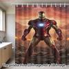 Spider-Man On Technical Blueprint Waterproof Shower Curtain For Superhero Bathroom Decor