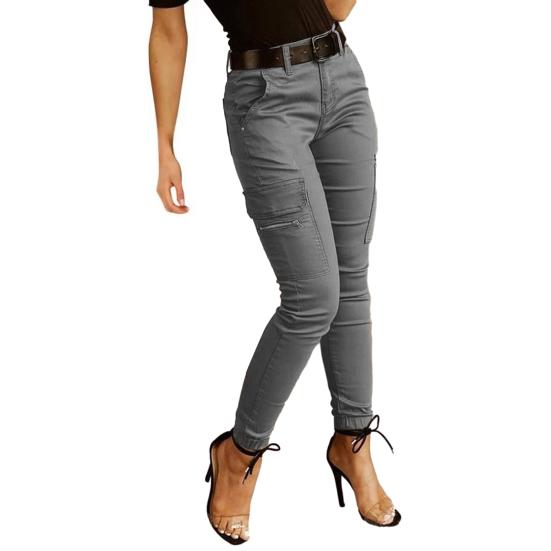 Женские брюки-карго однотонные со средней посадкой на пуговице и молнии повседневные брюки с дизайном с множеством карманов эластичными манжетами длинные брюки