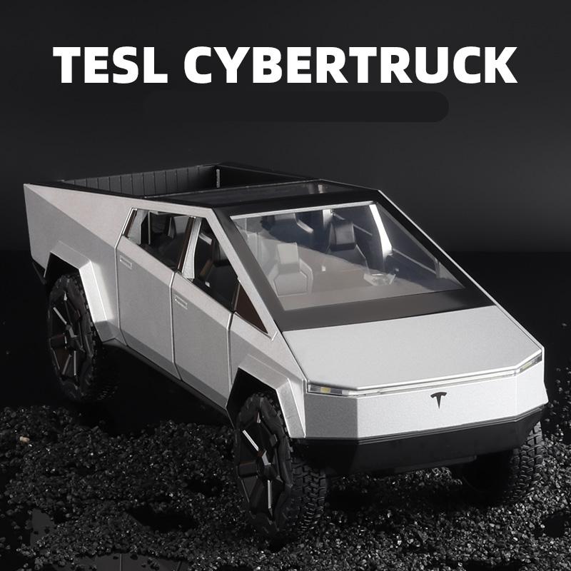 1/32 Грузовик Tesla Cyber Игрушечный Пикап Грузовик из Сплава Модель Автомобиля Литьевой Металл Внедорожники Модель Автомобиля Звук Свет Автомобиль Детские Подарки